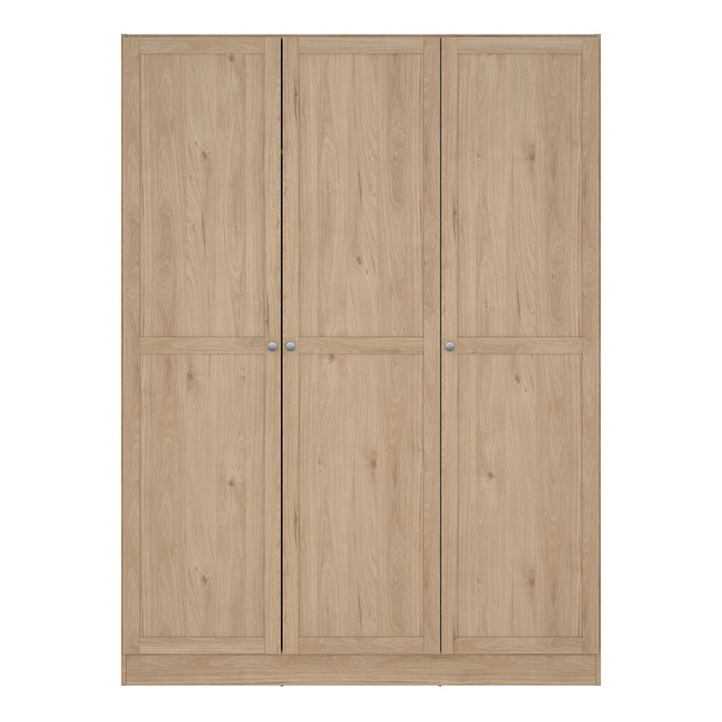 Brande Wardrobe with 3 Frame Doors in Jackson Hickory Oak — side angle