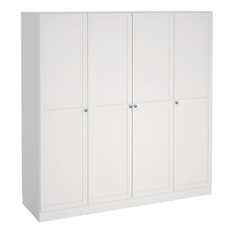 Brande Wardrobe with 4 Frame Doors in White — front view