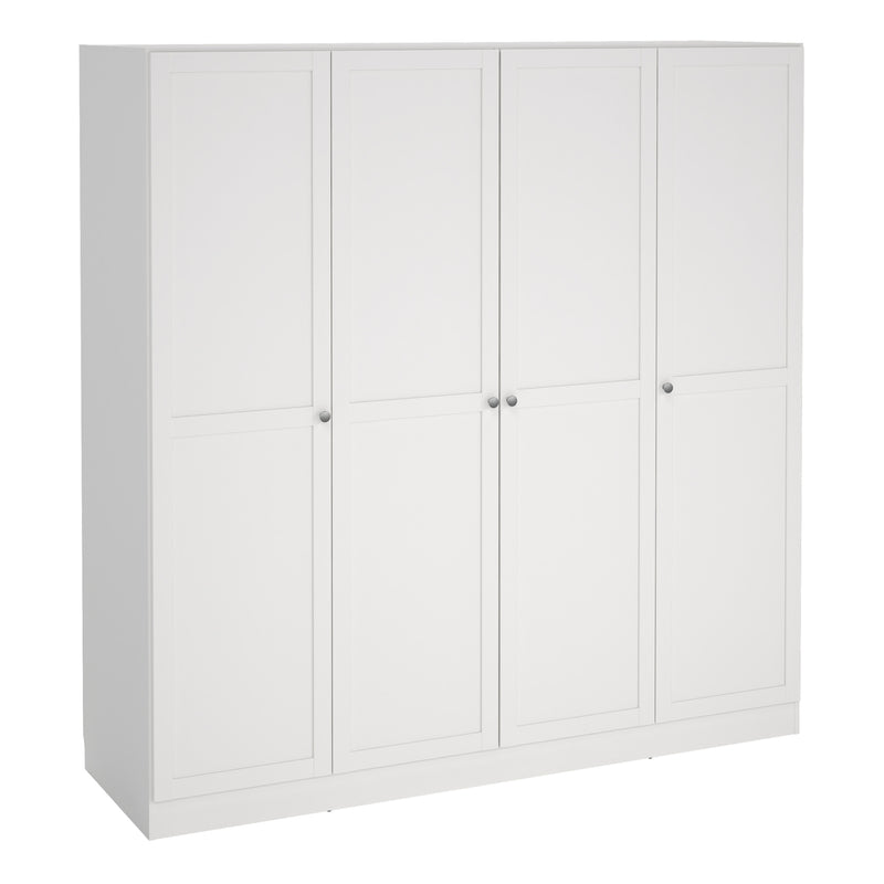 Brande Wardrobe with 4 Frame Doors in White — front view