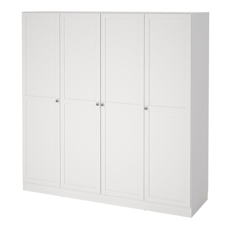 Brande Wardrobe with 4 Frame Doors in White — detail view