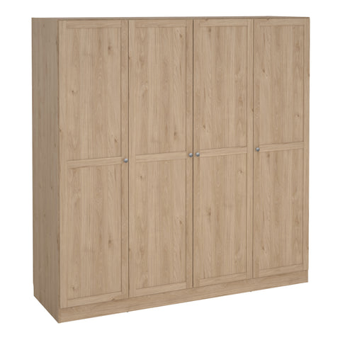 Brande Wardrobe with 4 Frame Doors in Jackson Hickory Oak — front view