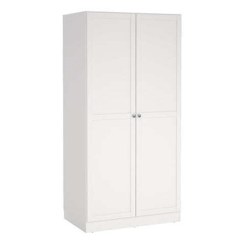 Brande Wardrobe with 2 Frame Doors in White — front view