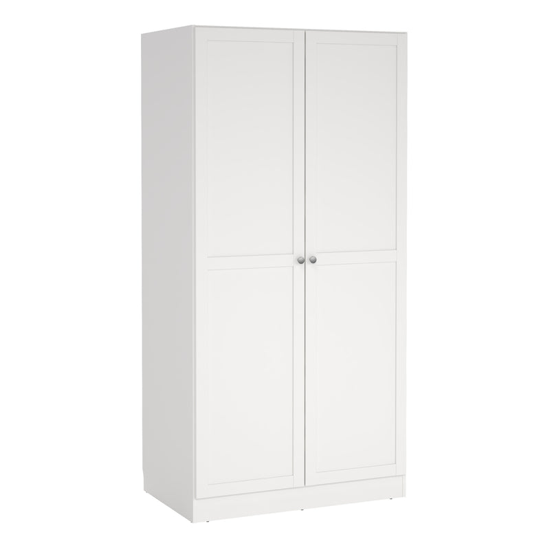 Brande Wardrobe with 2 Frame Doors in White — front view