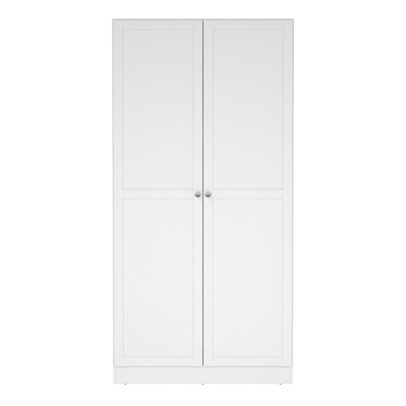 Brande Wardrobe with 2 Frame Doors in White — side angle