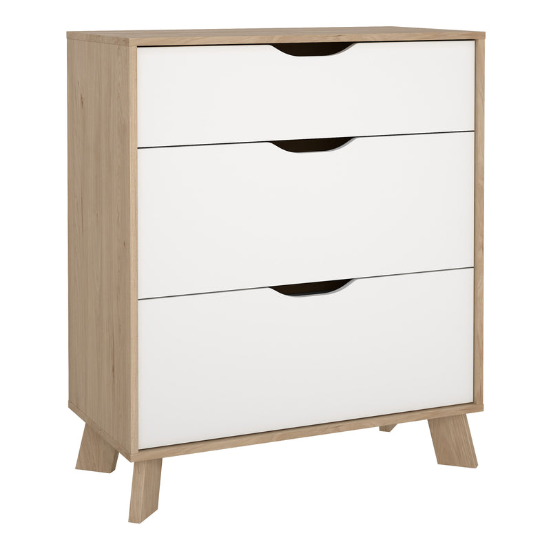 Ikast Chest 3 Drawers in Jackson Hickory and White — front view
