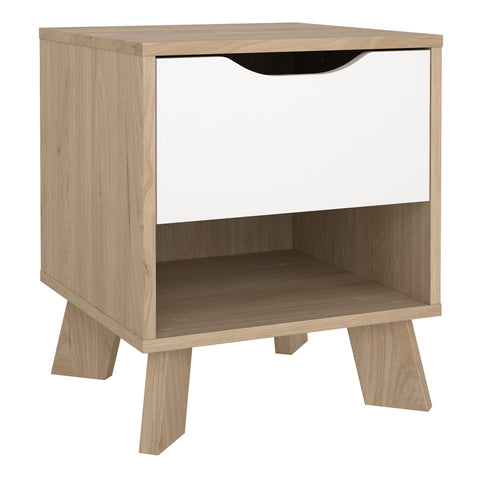Ikast Nightstand 1 Drawer in Jackson Hickory and White — front view