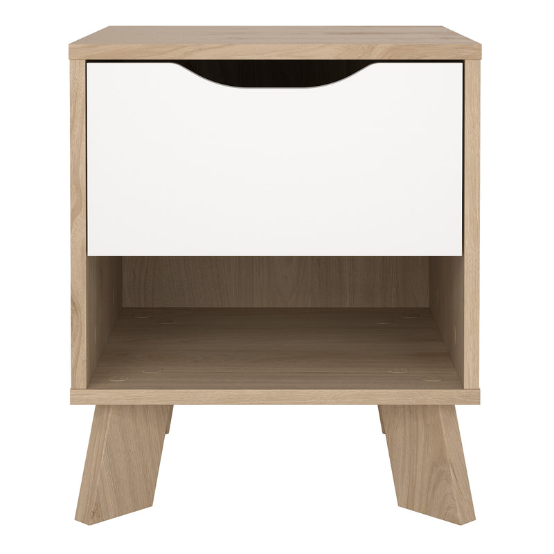Ikast Nightstand 1 Drawer in Jackson Hickory and White — side angle