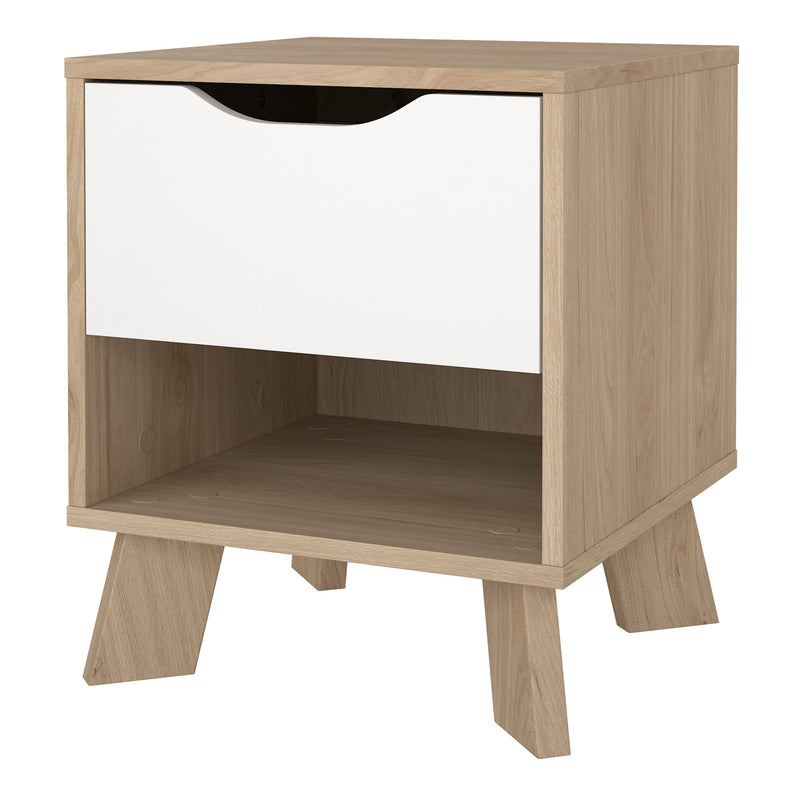Ikast Nightstand 1 Drawer in Jackson Hickory and White — detail view