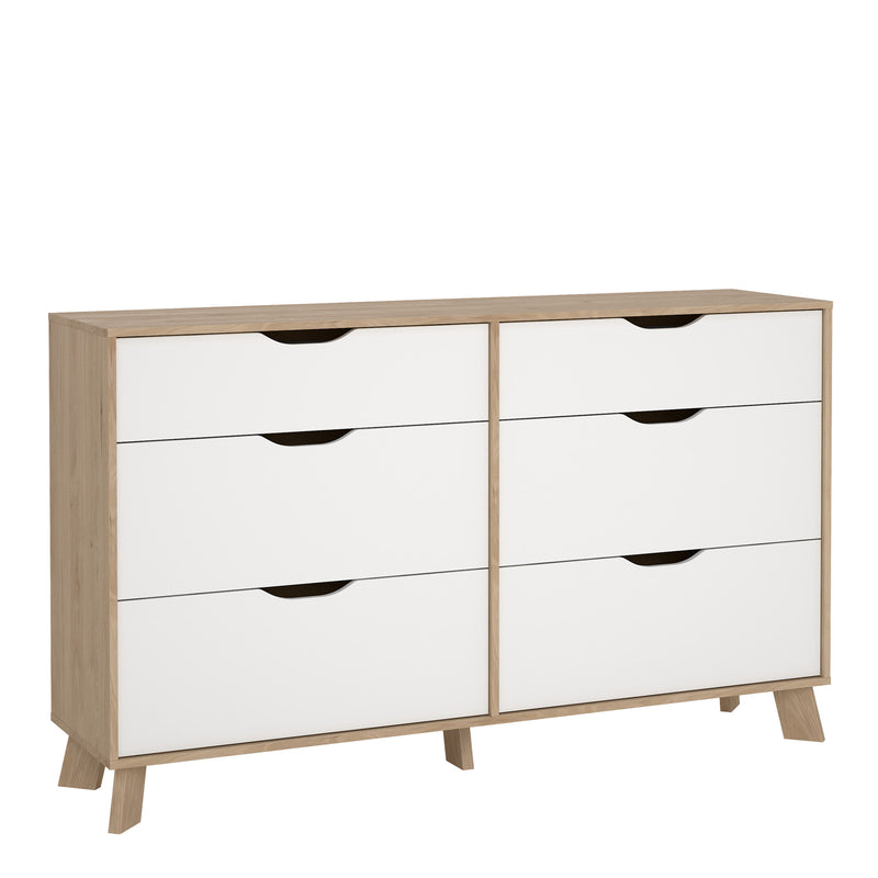Ikast 6 Drawers Double Dresser in Jackson Hickory and White — front view