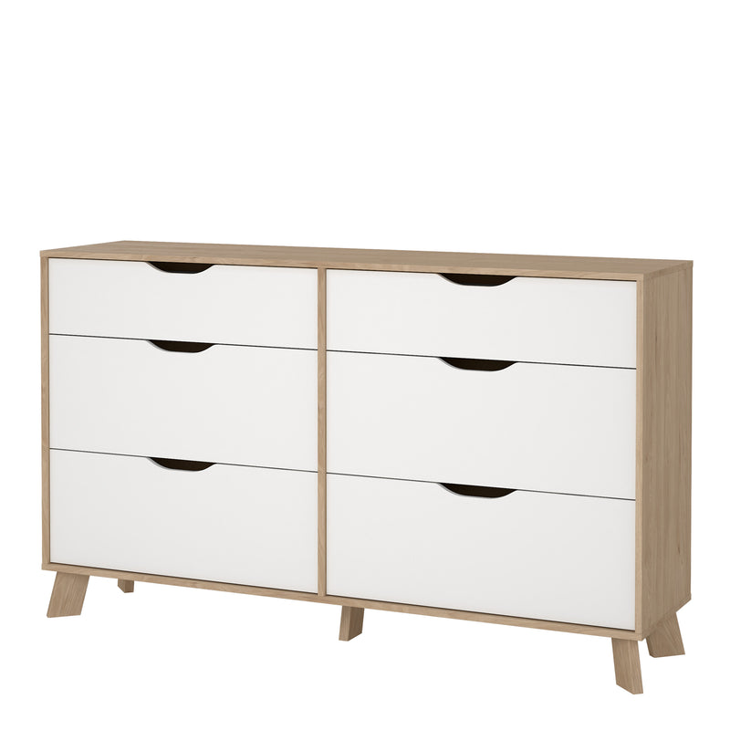 Ikast 6 Drawers Double Dresser in Jackson Hickory and White — detail view