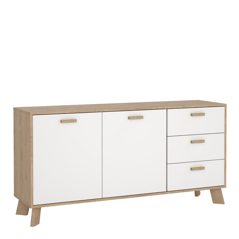 Ikast Sideboard 2 Doors + 3 Drawers in Jackson Hickory and White — front view