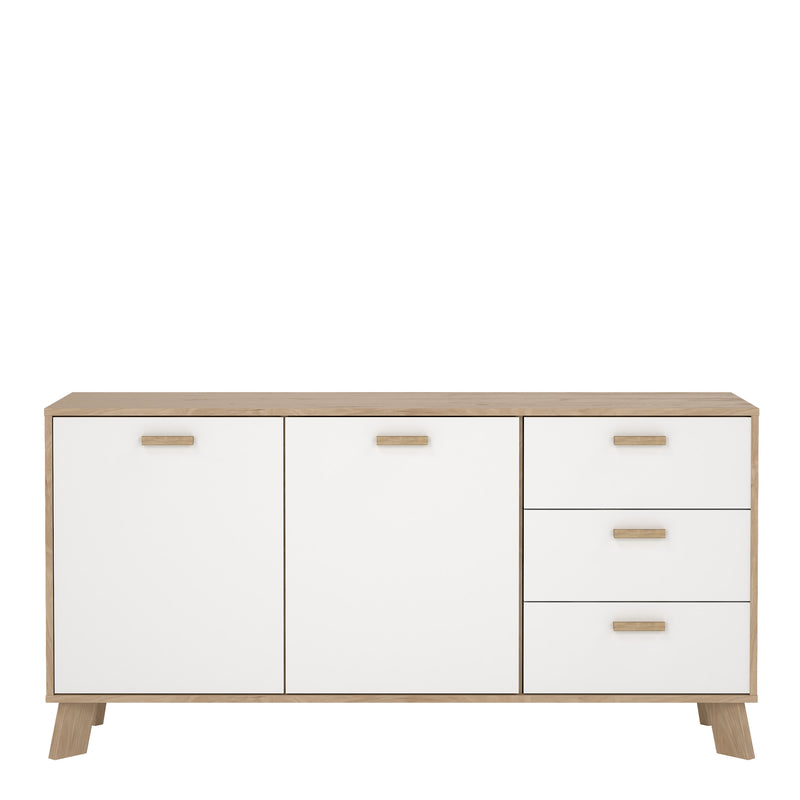 Ikast Sideboard 2 Doors + 3 Drawers in Jackson Hickory and White — side angle