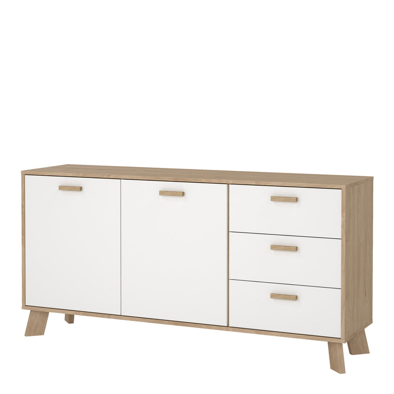 Ikast Sideboard 2 Doors + 3 Drawers in Jackson Hickory and White — detail view