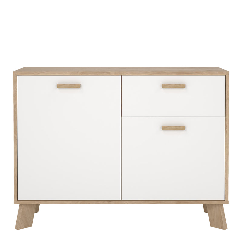 Ikast Sideboard 2 Doors + 1 Drawer in Jackson Hickory and White — side angle