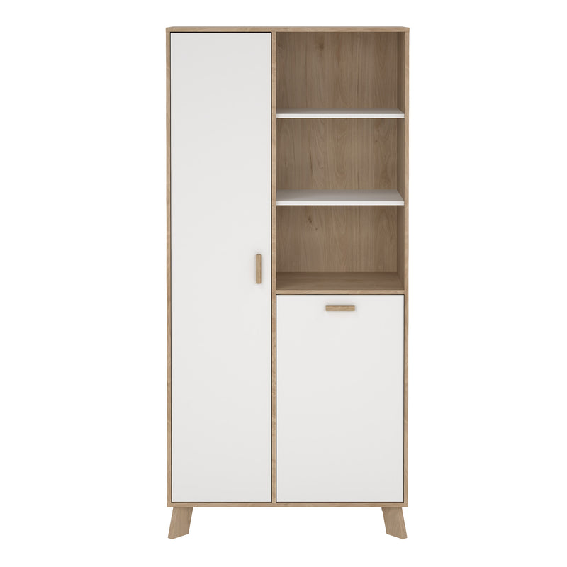 Ikast China Cabinet 2 Doors in Jackson Hickory and White — side angle