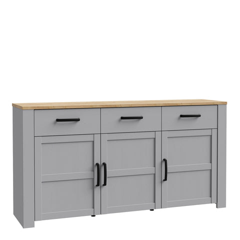 Bohol 3 Door 3 Drawer Sideboard in Riviera Oak/Grey Oak — front view