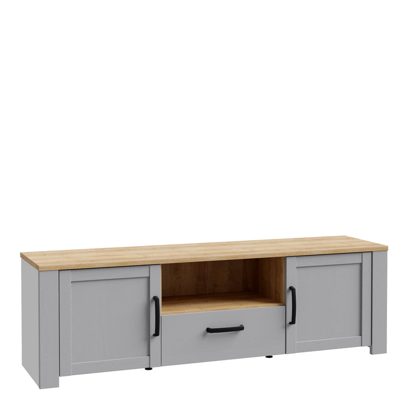 Bohol 2 Door 1 Drawer TV Unit  in Riviera Oak/Grey Oak — front view