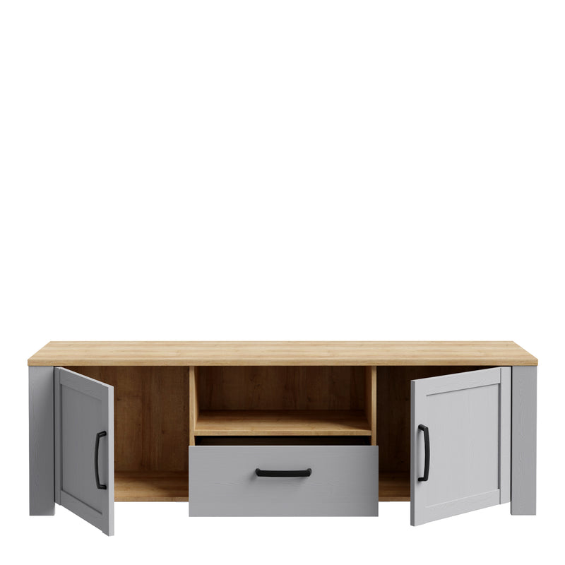 Bohol 2 Door 1 Drawer TV Unit  in Riviera Oak/Grey Oak — alternative angle