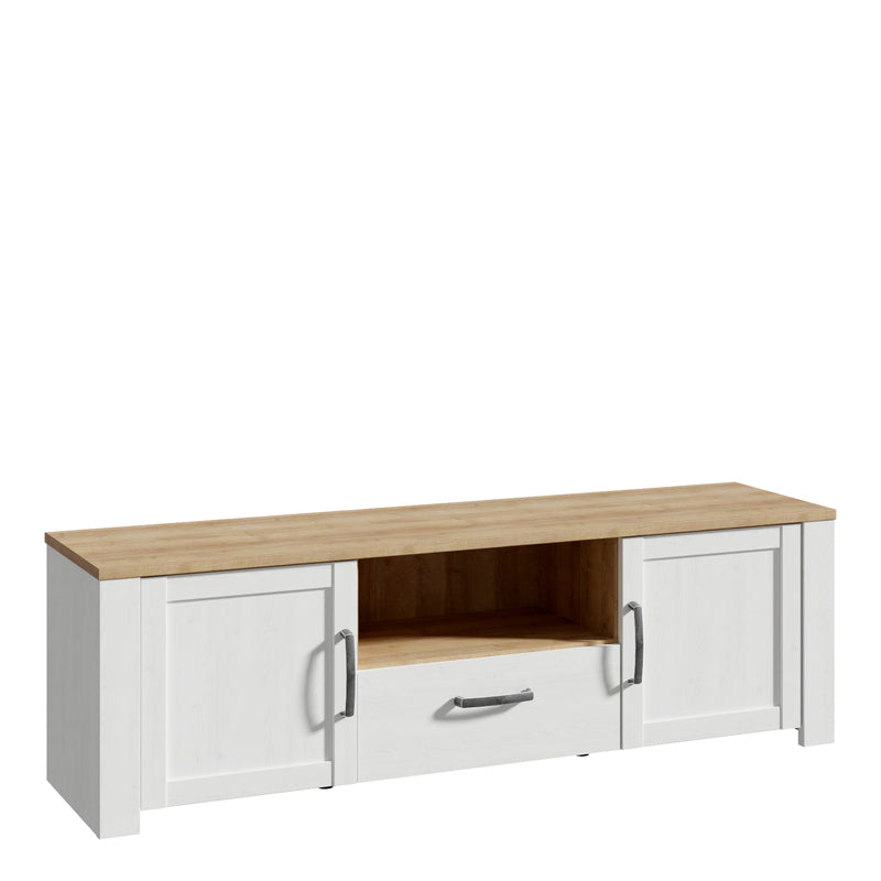 Bohol 2 Door 1 Drawer TV Unit in Riviera Oak/White — front view