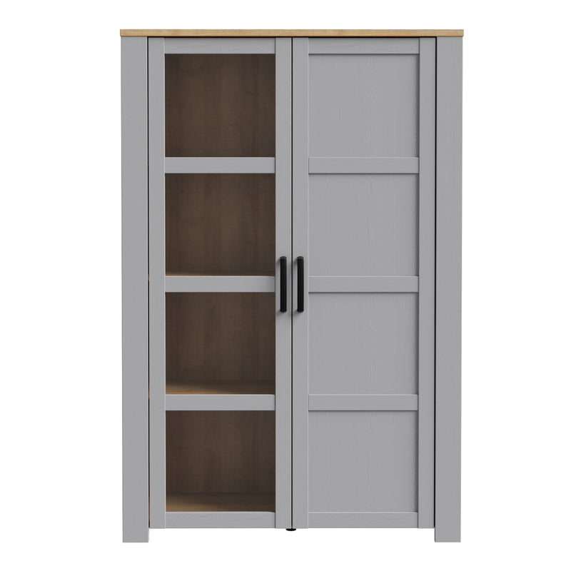 Bohol 2 Door Display Cabinet in Riviera Oak/Grey Oak — side angle