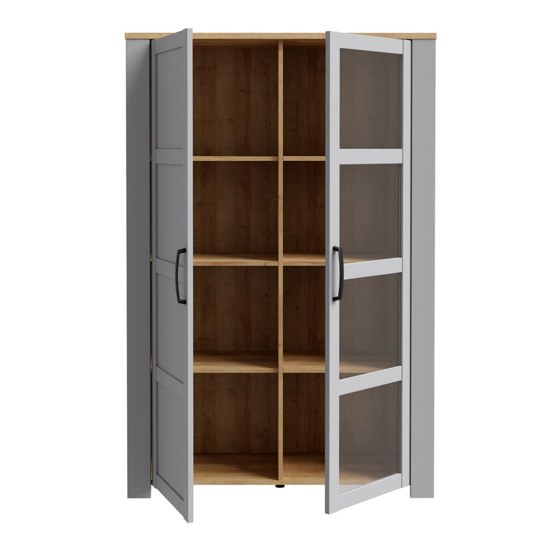 Bohol 2 Door Display Cabinet in Riviera Oak/Grey Oak — alternative angle