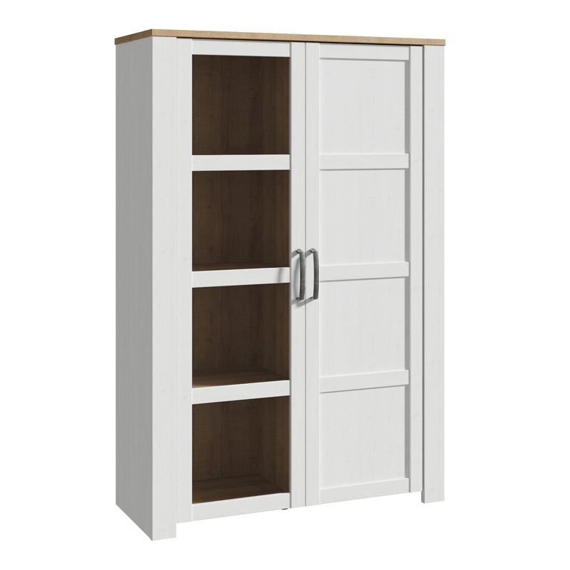 Bohol 2 Door Display Cabinet in Riviera Oak/White — front view