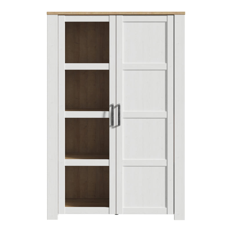 Bohol 2 Door Display Cabinet in Riviera Oak/White — side angle