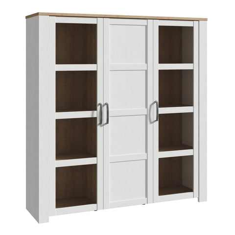 Bohol 3 Door Large Display Cabinet in Riviera Oak/White — front view