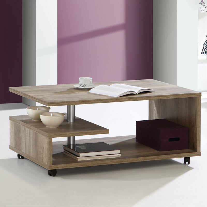 Bailey Coffee Table in Antique Oak — side angle