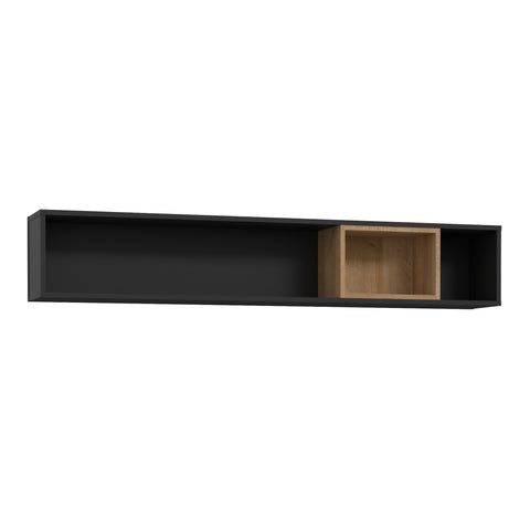 High Rock Wall Shelf in Matt Black/Riviera Oak — front view