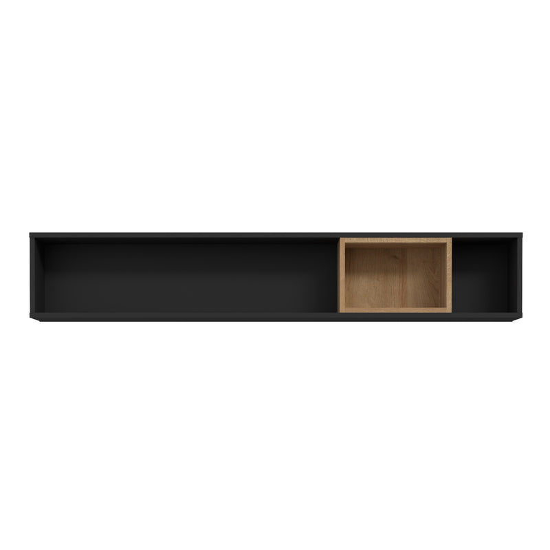 High Rock Wall Shelf in Matt Black/Riviera Oak — side angle