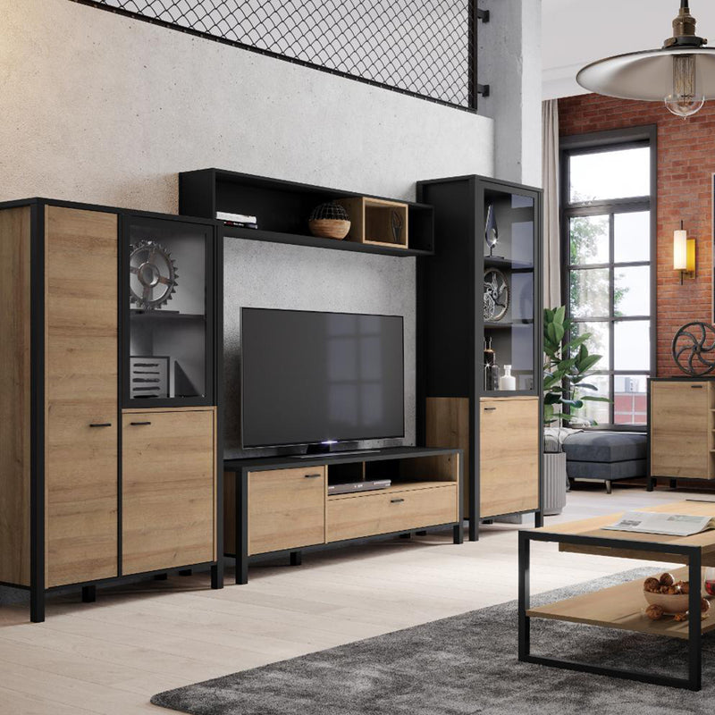 High Rock Wall Shelf in Matt Black/Riviera Oak — alternative angle