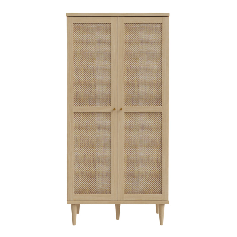 Calasetta 2 Door Display Cabinet in Rattan — side angle