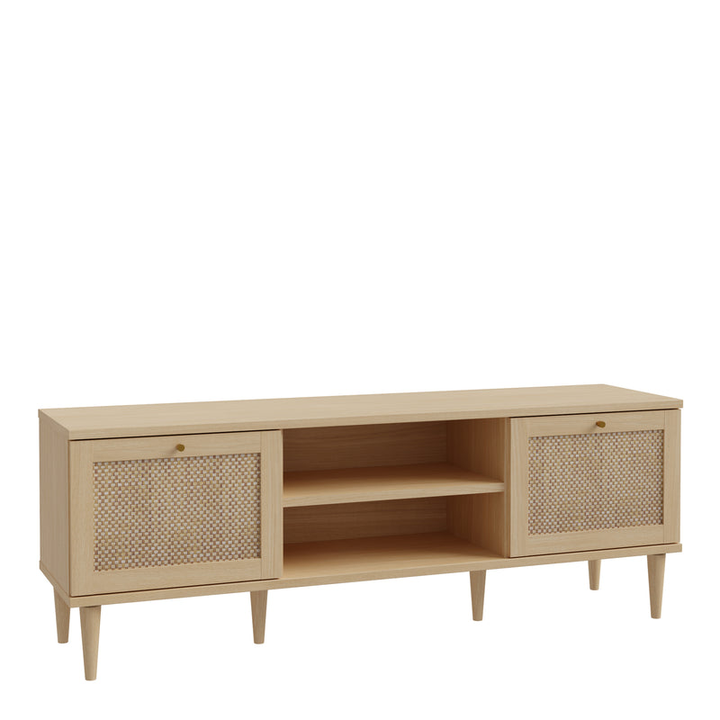 Calasetta 2 Door 1 Shelf TV Unit in Rattan — front view