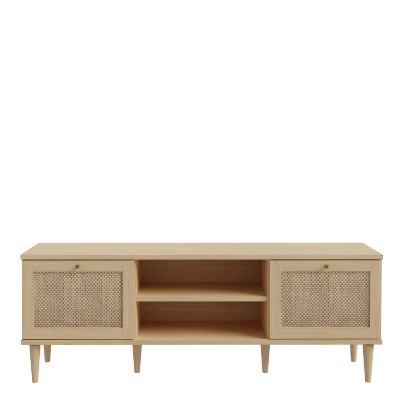 Calasetta 2 Door 1 Shelf TV Unit in Rattan — side angle