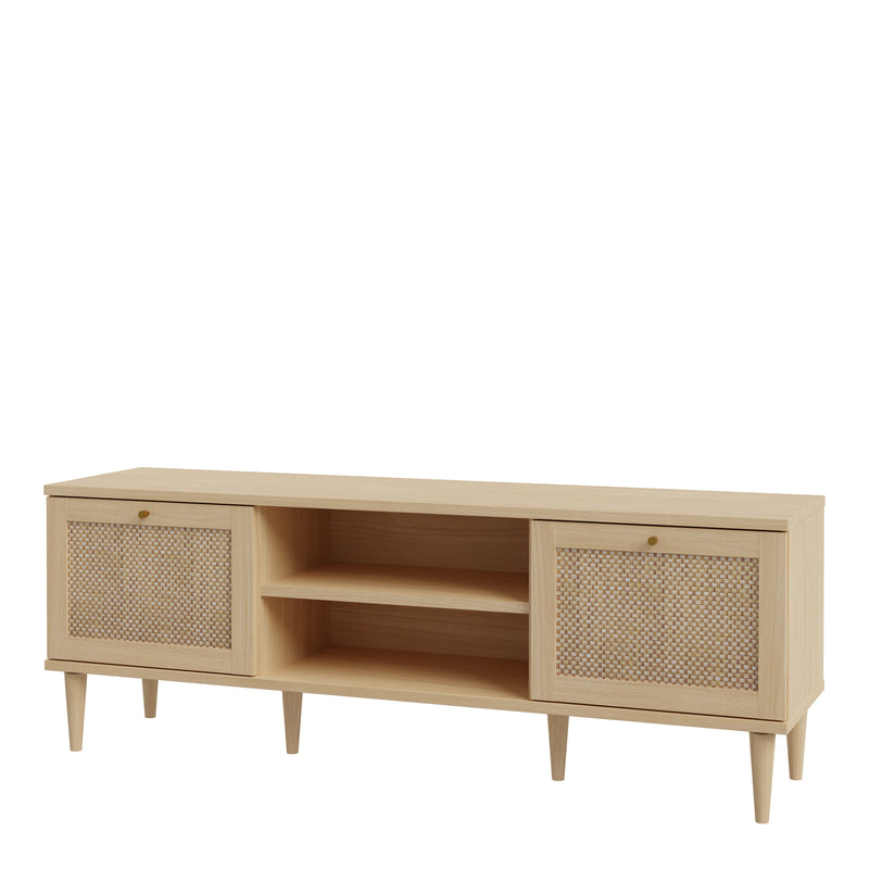 Calasetta 2 Door 1 Shelf TV Unit in Rattan — detail view