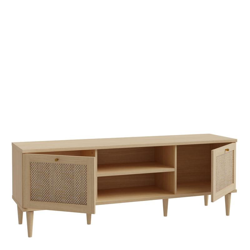 Calasetta 2 Door 1 Shelf TV Unit in Rattan — alternative angle