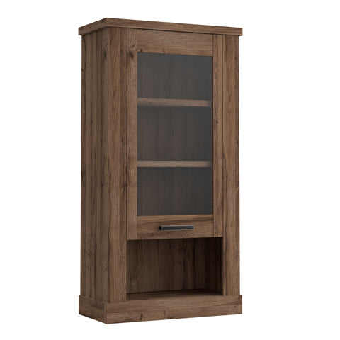 Corona 1 Door  Wall Display Cabinet in Tabak Oak — front view