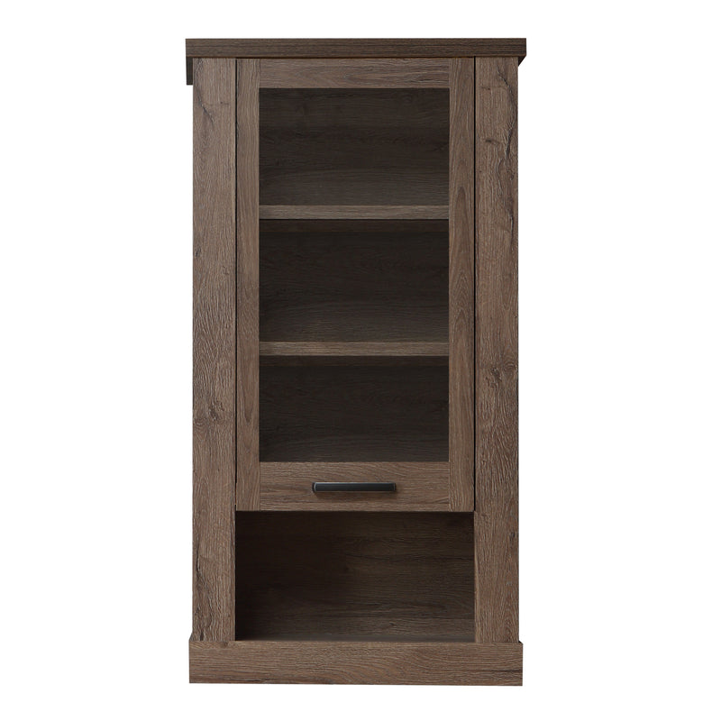 Corona 1 Door  Wall Display Cabinet in Tabak Oak — side angle