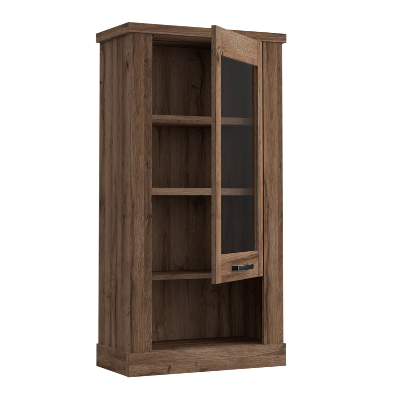 Corona 1 Door  Wall Display Cabinet in Tabak Oak — detail view
