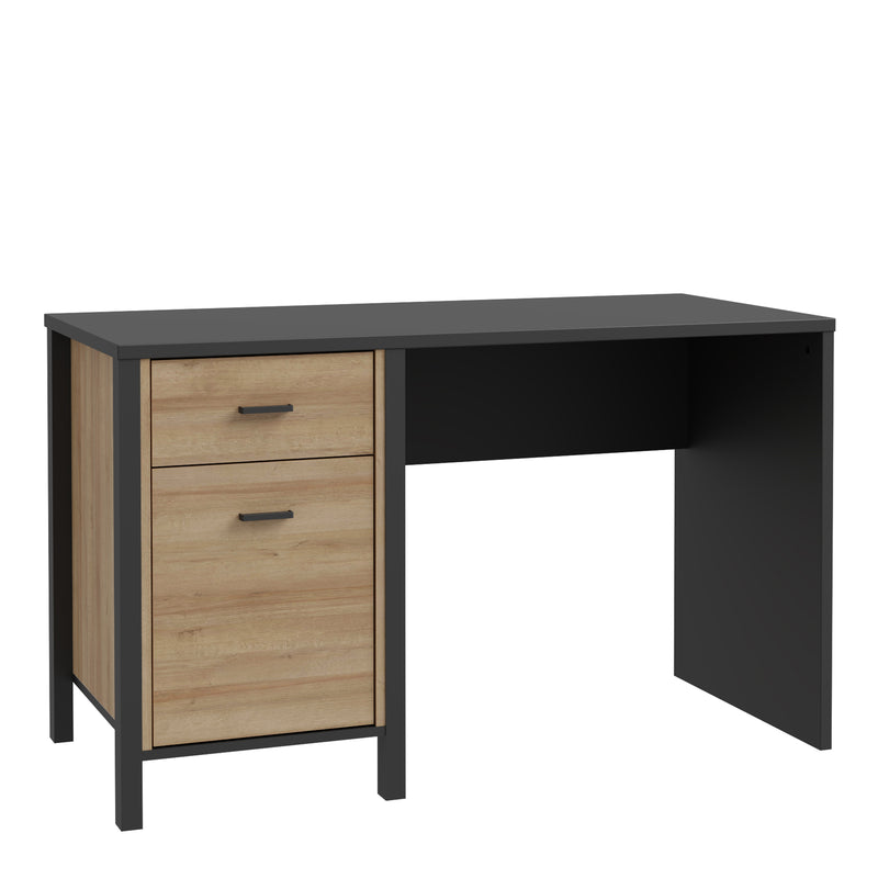 High Rock Desk in Matt Black/Riviera Oak — front view