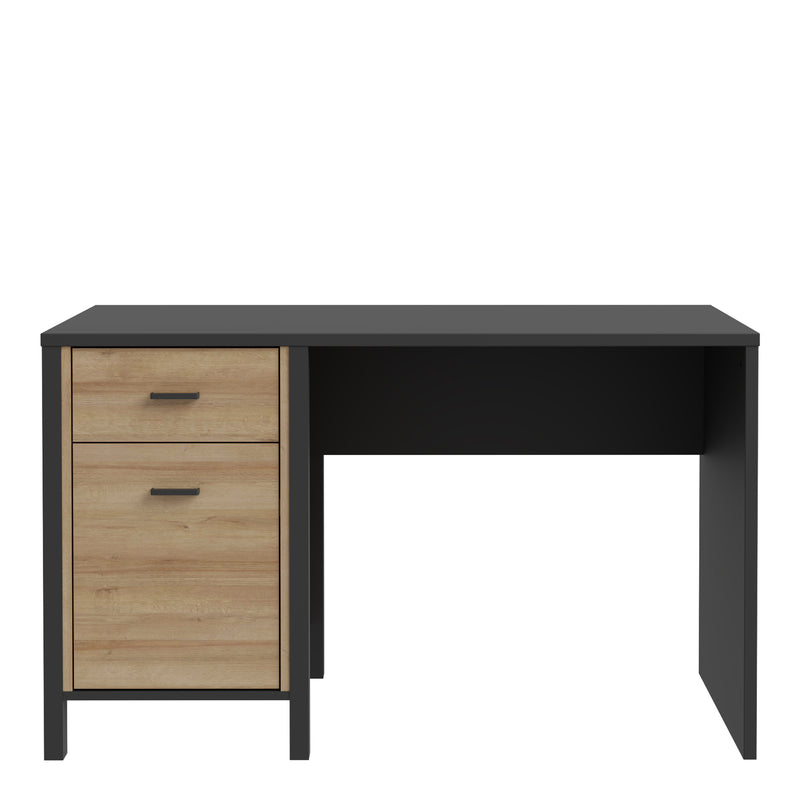 High Rock Desk in Matt Black/Riviera Oak — side angle