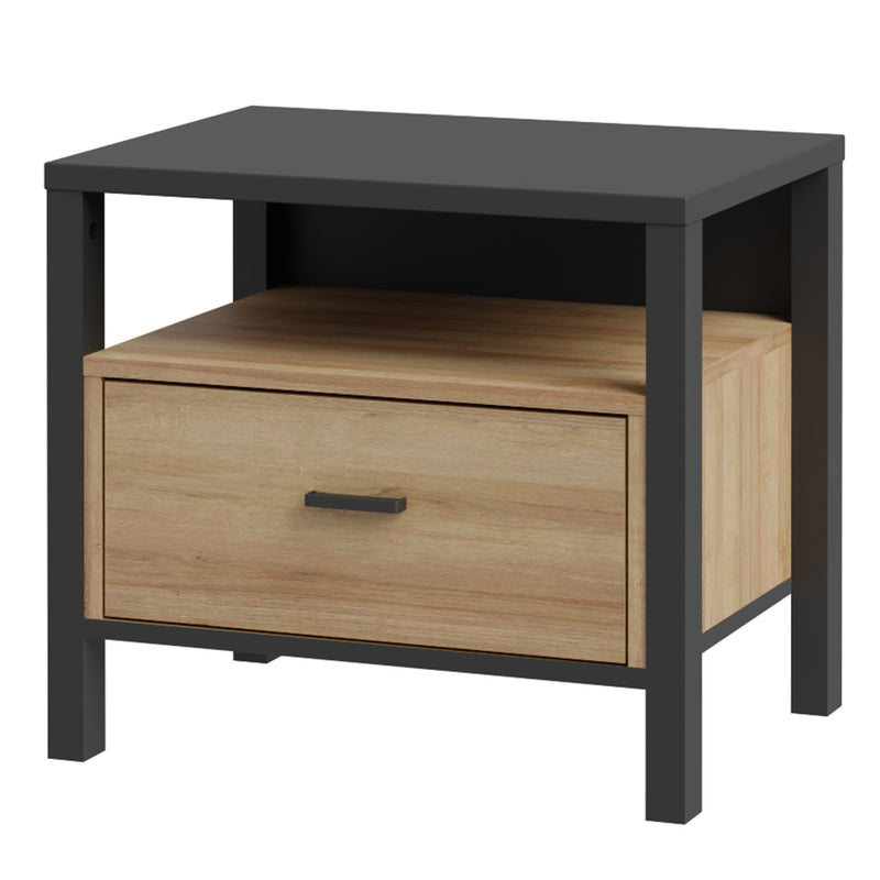 High Rock Bedside in Matt Black/Riviera Oak — detail view