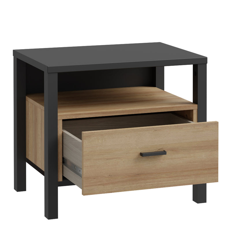 High Rock Bedside in Matt Black/Riviera Oak — alternative angle