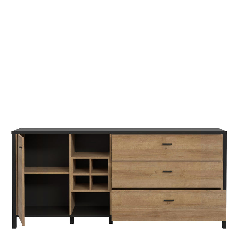 High Rock (Large) Sideboard in Matt Black/Riviera Oak — alternative angle