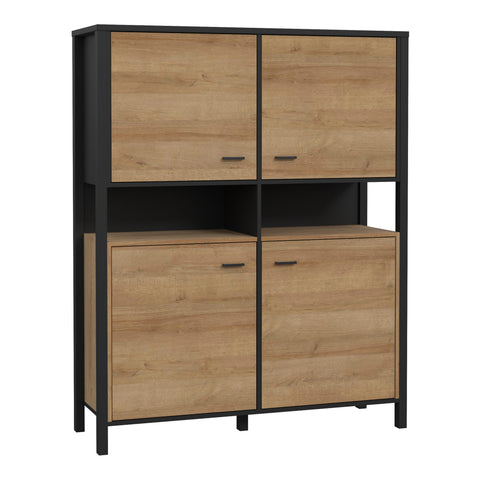 High Rock Storage Cabinet in Matt Black/Riviera Oak — front view