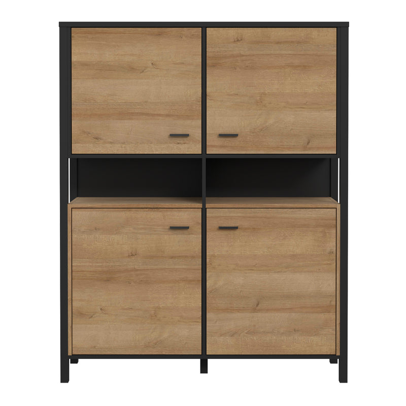High Rock Storage Cabinet in Matt Black/Riviera Oak — side angle