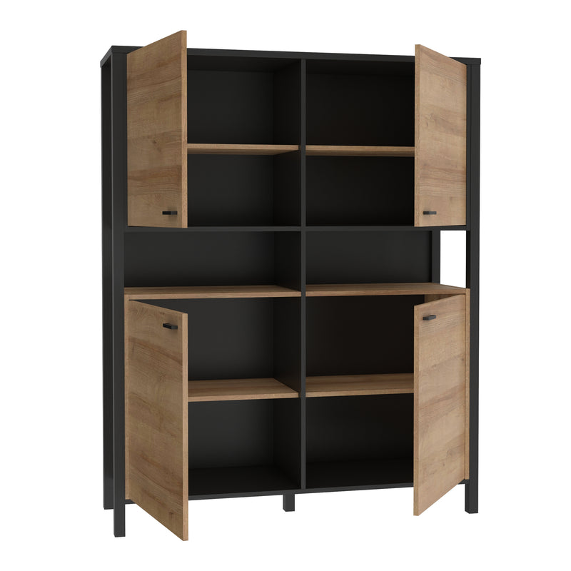 High Rock Storage Cabinet in Matt Black/Riviera Oak — detail view