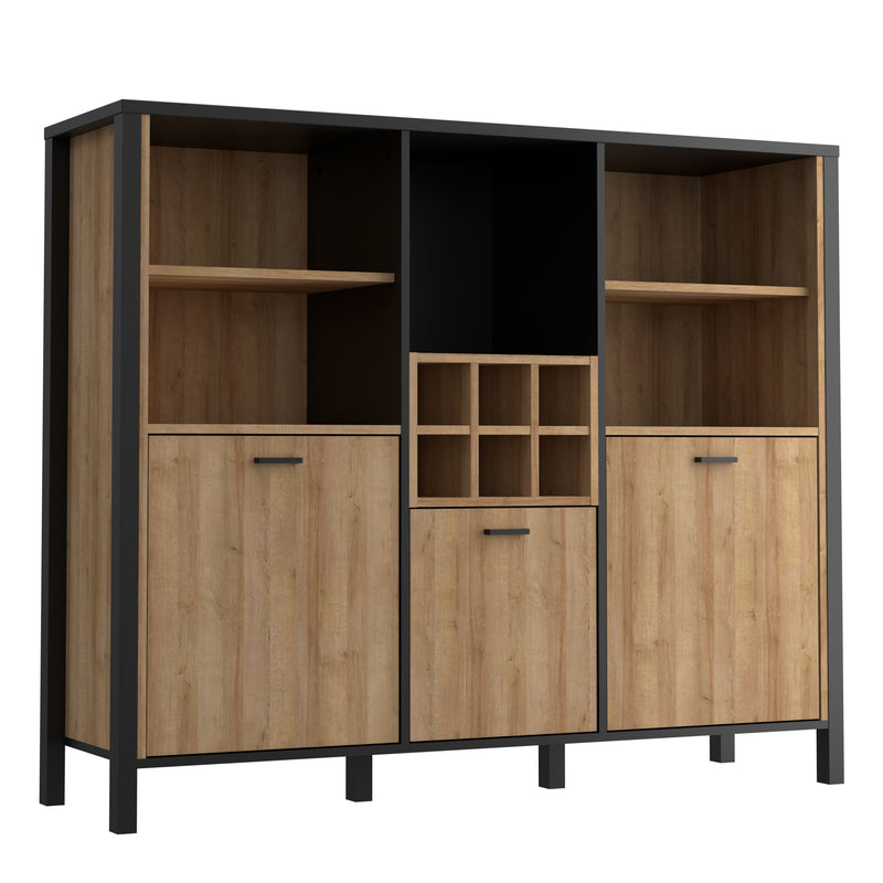 High Rock Shelf Unit in Matt Black/Riviera Oak — front view