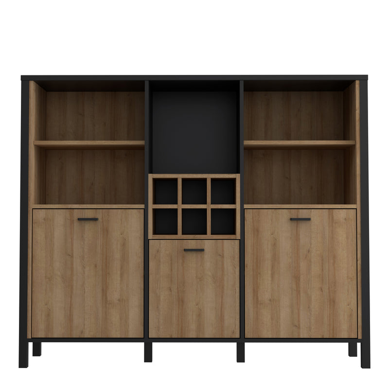 High Rock Shelf Unit in Matt Black/Riviera Oak — side angle